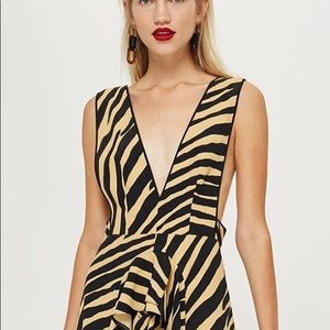 Topshop Animal Print Pinafore Dress